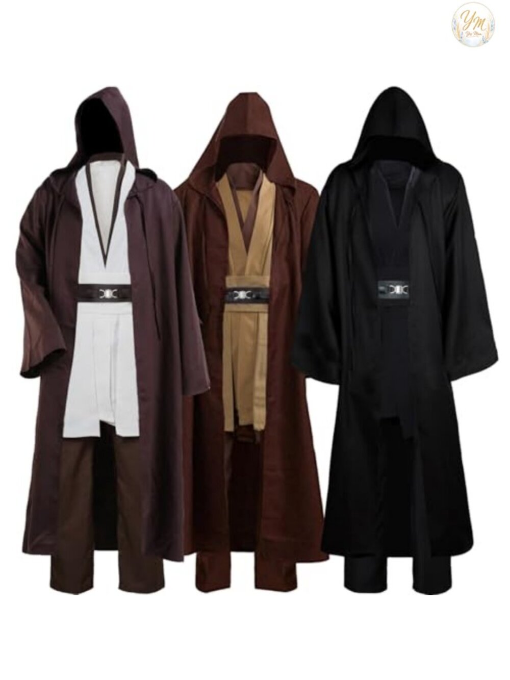 Men's Medieval Knight Tunic Hooded Robe Costume Set Cosplay Halloween